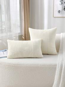 1 件灯芯绒靠垫套（无填充物）、灯芯绒沙发枕套、家居装饰、无枕芯圣诞节节日礼物 - 米色 - 查看 1