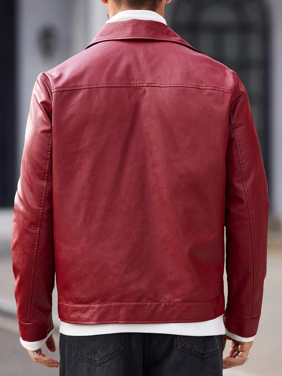 Manfinity Modomio Men's Tight Fit Stand Collar Zipper Motorcycle Jacket