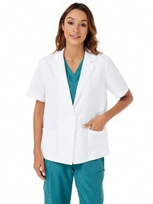 Bata de enfermera para laboratorio con traje de manga corta - Blanco - Ver 8