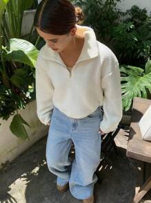 DAZY Sudadera holgada y casual para mujer, para otoño e invierno - Albaricoque - Ver 3