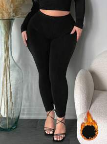 SHEIN SXY Plus Size Thermal Lined Leggings, Fall/Winter