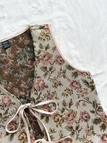 Soleia Damtopp med texturerat blommönster och knytband framtill, modern för höst- och vinterkläder - Multifärgad - Visa 4