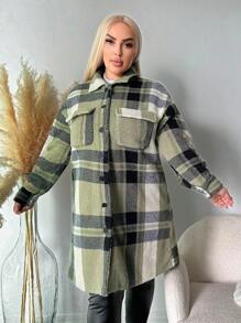 SHEIN SXY 大码女式格子针织长外套 - 彩色 - 查看 4