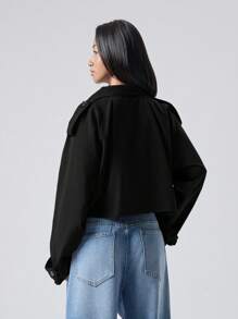 LYSMO 1 pieza Abrigo casual con botones de unicolor y mangas largas para mujer