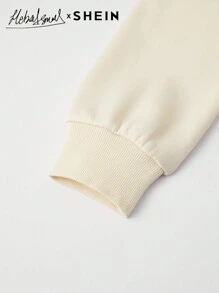 Seusyu Women's Casual Cartoon Letter Print Sweatshirt, Winter/Autumn, Casual Comfy Pullover Top Fall - Beige - View 5