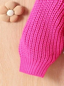 SHEIN 年轻女孩和年轻女孩不对称下摆罗纹针织毛衣，优雅可爱的粗针织设计，高品质休闲保暖套头衫，适合玩耍、日常穿着、上学、秋冬季