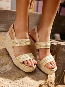 Styleloop Woven Wedge Sandals, Suitable For Vacation Outfits