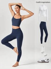 GLOWMODE FeatherFit™ Move On Pleated Sports Bra - Dark Blue - View 6