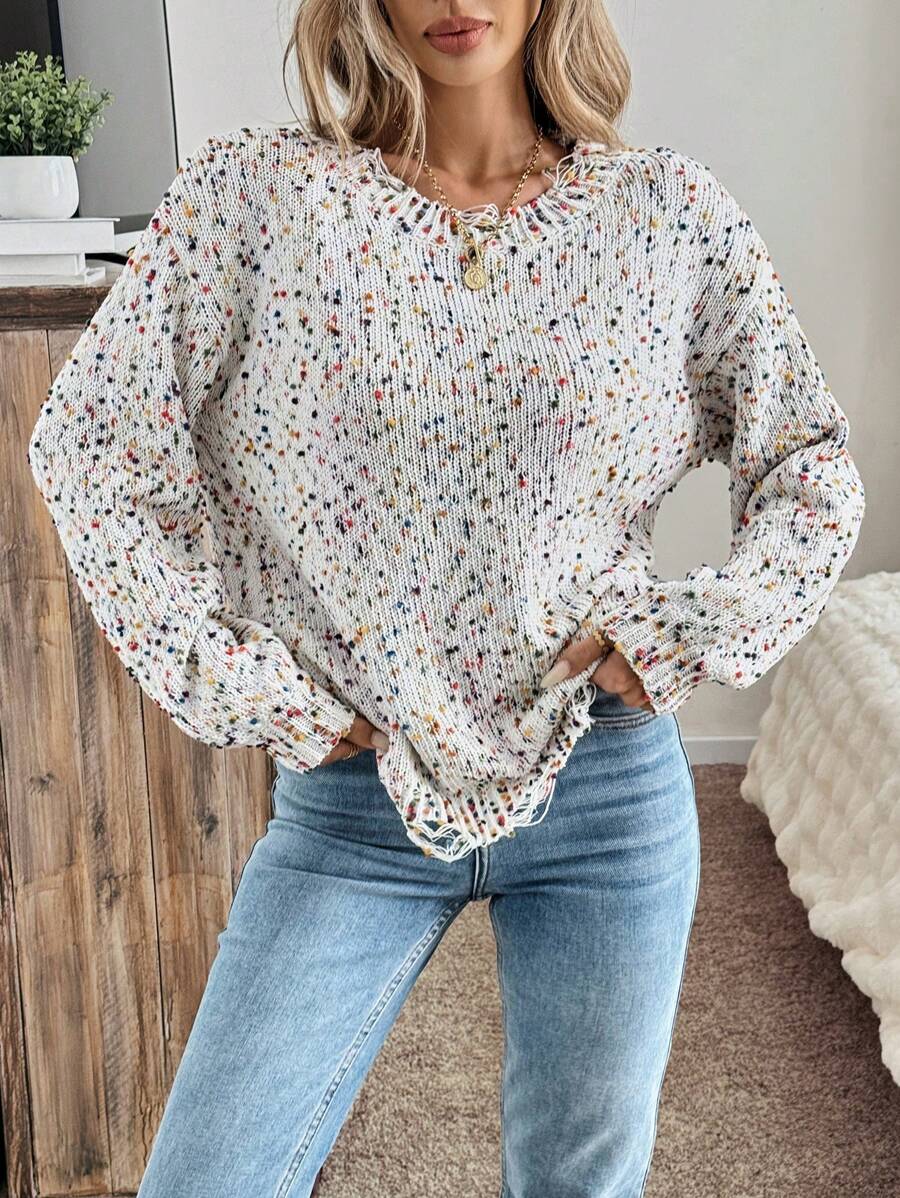 SHEIN LUNE Plus Size Autumn Winter Sweater, Long Sleeve Ladies Soft Vintage Fashion Everyday Smart Casual Holiday Top - Apricot - View 1