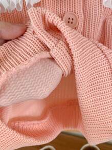 SHEIN Baby Girls' Jacquard Collared Jacquard Bomber Jacket With Handbag, Spring Autumn - Pink - View 5