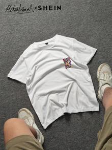 Manfinity EMRG Men Abstract Face & Letter Print Short Sleeve T-Shirt, Summer