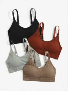 Easithlete 4pcs Seamless Medium Support  Sports Bra - Multicolor - View 4