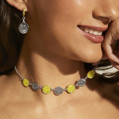 SmileyWorld® | SHEIN Fashionable Shiny Cartoon Rhinestone Pendant Necklace