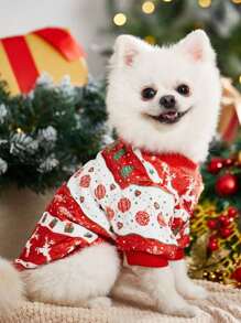 Polina Brazil Artist 1 件 Kawaii 圣诞法兰绒条纹可爱印花宠物运动衫，节日，新年 - 彩色 - 查看 2