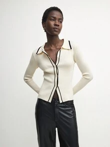 BizChic Women's Elegant Striped Long Sleeve Casual Cardigan, Versatile Christmas Blouse, All-Match Business Casual Knit Sweater For Autumn/Winter - Beige - View 3