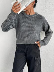 EURMUSE Jersey de invierno de estilo casual, de ajuste regular y efecto lavado, 100% algodón, para mujer - Gris Oscuro - Ver 6
