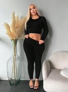 SHEIN SXY Plus Size Thermal Lined Leggings, Fall/Winter