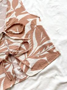 Soleia 女士度假系带纯色印花无袖衬衫