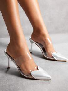 CUCCOO SZL 女士纯色尖头时尚百搭高跟鞋，夏季秋季新年假期 - 銀色 - 查看 5