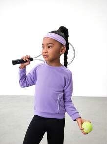 SHEIN Áo nỉ phản quang in màu tím thời trang cho bé gái thể thao ngoài trời trượt ván đi bộ đường dài thường ngày - Màu tím - Xem 3