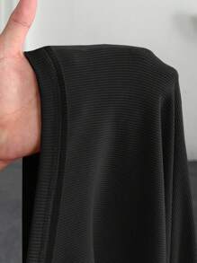 Slaydiva Áo len dệt kim gân cổ chữ V tay raglan cỡ lớn cho mùa xuân/thu, màu hồng - màu đen - Xem 3