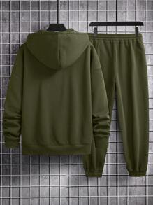 Manfinity Hypemode 2 piezas Conjunto casual de sudadera con capucha y pantalón de chándal de unicolor para hombre