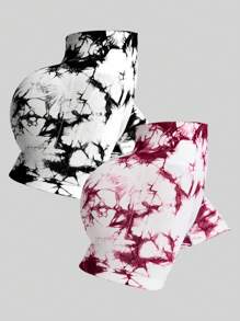 Easithlete 女士扎染收腰运动短裤，日常休闲女式运动短裤、健身短裤、骑行短裤