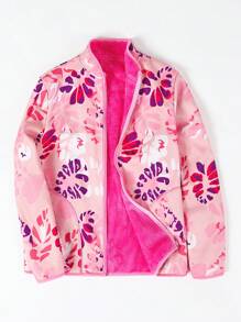 Veste chaude à col montant avec imprimé de mode pour filles, hiver