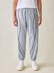 Manfinity VCAY Men's Casual Solid Color Loose Elastic Waist Straight Leg Pants