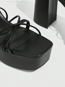 CUCCOO SZL 女士时尚百搭纯色高跟凉鞋