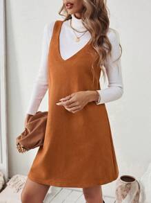 Chiquease 女士纯色休闲细肩带短裙，夏季 - 鏽棕色 - 查看 6