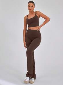 Musera Sport Slinky Spaghetti Strap Active-Wear Crop Cami Top Only, Padel, Tennis, Pickleball Gym Fitness Fall Winter Christmas