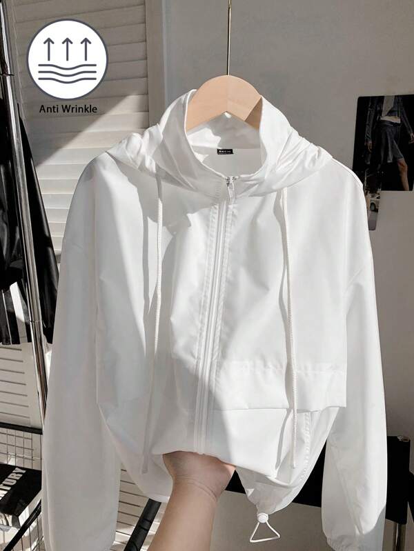 Comfortcana Cappuccio Casual Bianco con Coulisse per Giacca Anti-UV da Primavera / Estate