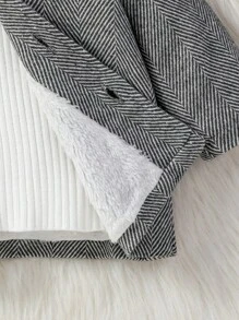 SHEIN 男婴简约人字纹长袖休闲羊毛夹克，百搭秋冬