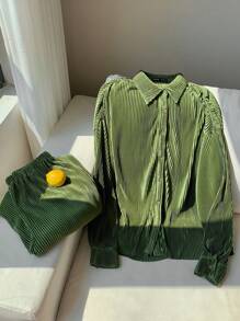 Comfortcana 绿色编织女式休闲套装 - 綠色 - 查看 5