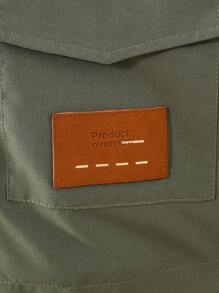 SHEIN Leap Crew Long Loose Woven Casual Jacket For Young Boys - Army Green - View 5