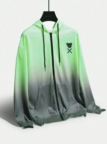 Manfinity Roghcode Men's Ombre Color Pocket Decorated Hooded Zip-Up Sweatshirt - Multicolor - View 1