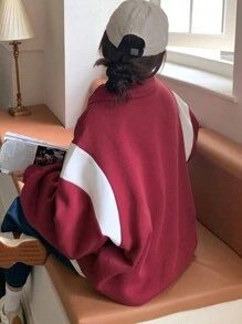 DAZY Women's Printed Color Blocking Casual Stand Collar Long Sleeve Sweatshirt Fall,Winter