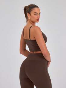 Musera Sport Slinky Spaghetti Strap Active-Wear Crop Cami Top Only, Padel, Tennis, Pickleball Gym Fitness Fall Winter Christmas