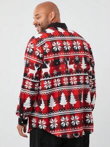 Manfinity VCAY Plus Size Men's Woven Long Sleeve Funny Reindeer & Christmas Tree Print Button Graphic Colorful Shirt, For Vacation - Multicolor - View 2