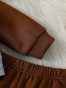 SHEIN 2 pezzi Set di abbigliamento con colletto carino e maniche lunghe per neonati maschi - Multicolore - Visualizzare 5