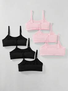 SHEIN 6 件装 Tween 女童休闲简约舒适吊带背心内衣套装 - 淺粉色 - 查看 4