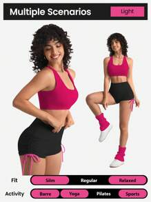 Easithlete Peach Lifting Contrastive Color Yoga Shorts High Waist Elastic Exercise Tights For Women, Sports Biker Shorts - Black - View 4