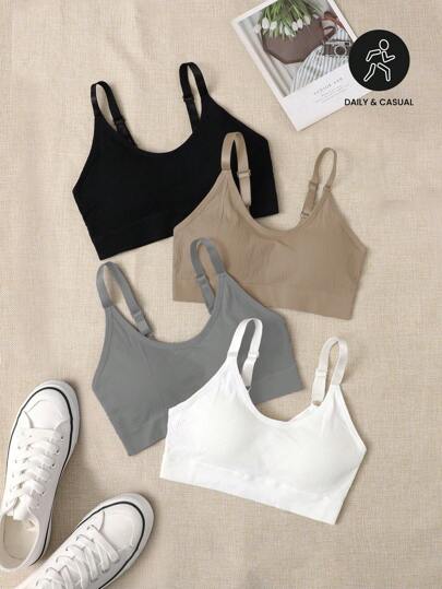 Easithlete 4pcs Solid Sports Bra