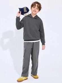 SHEIN Tween Boy Solid Thermal Hoodie