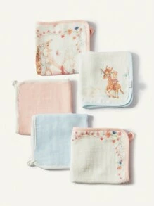 5条/包 Cozy Pixies 卡通旋转木马印花多功能头巾/围兜围巾，四季皆宜 - 彩色 - 查看 1