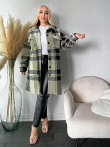 SHEIN SXY 大码女式格子针织长外套 - 彩色 - 查看 6