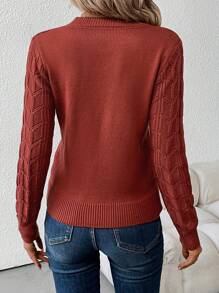 SHEIN Clasi Women's V-Neck Long Sleeve Sweater,Long Sleeve Tops In Fall/Winter - Rust Brown - View 2
