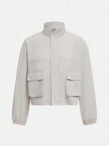 SHEIN Tween Girls Navy Blue Windbreaker, Skirt, Leggings Pocket Outdoor Sports Simple Commuter Woven Outfit