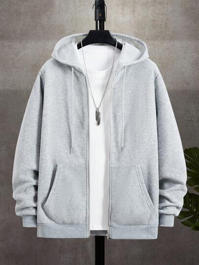 Men's Autumn/Winter Casual Thermal Lined Zip-Up Hooded Sweatshirt